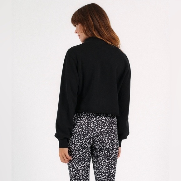 Pam & Gela Black Crop Half Zip Sweatshirt Size Medium Like New 100% Cotton - Picture 2 of 9